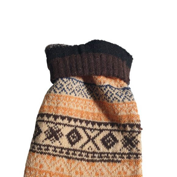 Cabin Core Style Men Warm Knit Socks Multicolor Orange Brown Diamond Winter Wear - Picture 4 of 4